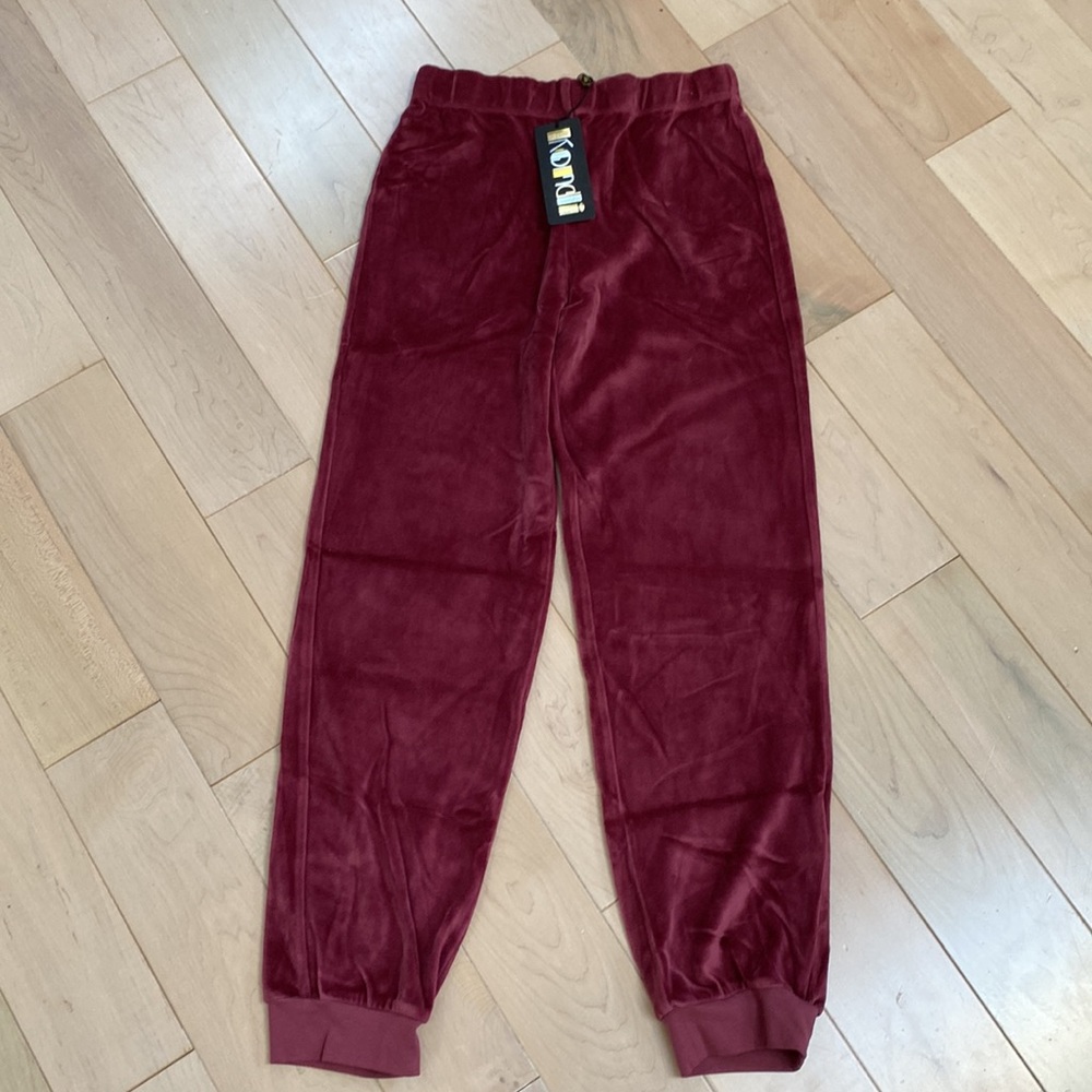 Suzie Kondi dusty rose velour track pants